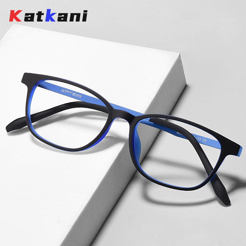 KatKani Unisex Full Rim Small Square Round Rubber Titanium Eyeglasses 9835xp Full Rim KatKani Eyeglasses   