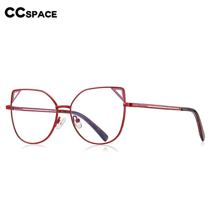 CCSpace Women's Full Rim Round Cat Eye Alloy Frame Eyeglasses 54549 Full Rim CCspace   