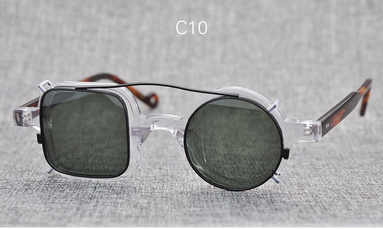 Yujo Unisex Full Rim Square Round Handcrafted Acetate Eyeglasses Clip On Sunglasses 002 Clip On Sunglasses Yujo C10 China 