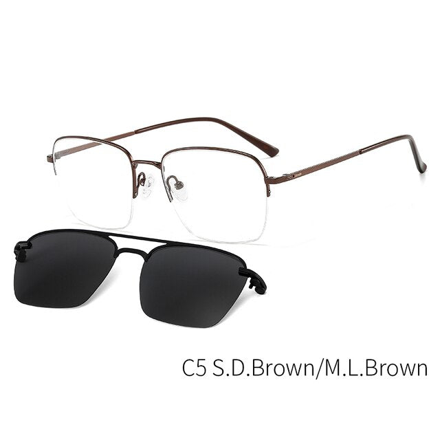 Kansept Unisex Full Rim Square Alloy Frame Eyeglasses Magnetic Polarized Clip On Sunglasses Dp33060 Clip On Sunglasses Kansept C5 CN 