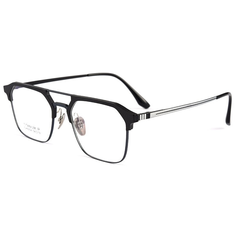 Handoer Men's Full Rim Square Titanium Double Bridge Eyeglasses 9204ch Full Rim Handoer black and blue  