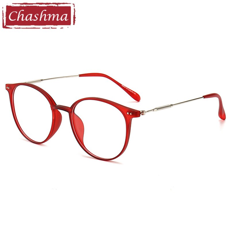 Chashma Unisex TR 90 Titanium Round Full Rim Frame Eyeglasses 90045 Full Rim Chashma Red  