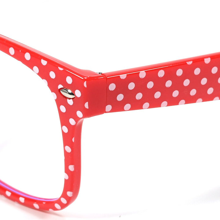 Cubojue Unisex Full Rim Square Red Polka Dot Tr 90 Myopic Reading Glasses Reading Glasses Cubojue   