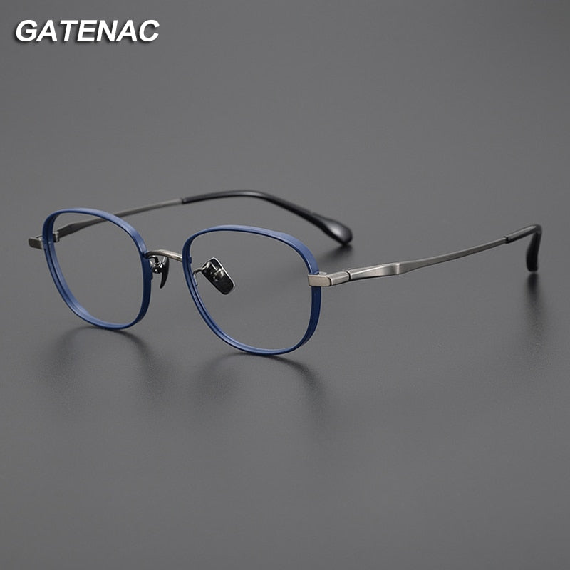 Gatenac Unisex Full Rim Small Square Titanium Eyeglasses Gxyj1025 Full Rim Gatenac   