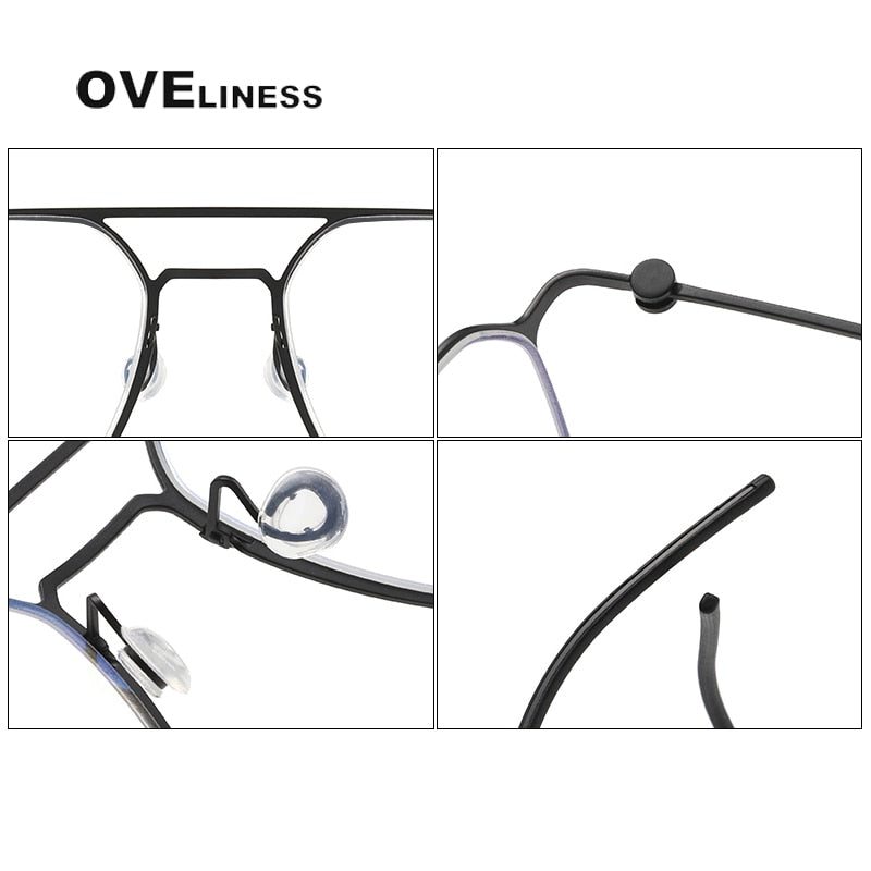 Oveliness Unisex Full Rim Square Double Bridge Titanium Eyeglasses 5517 Full Rim Oveliness   