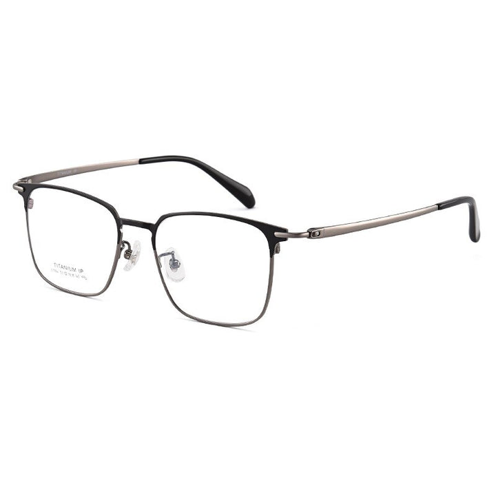 Bclear Unisex Full Rim Square Titanium Acetate Eyeglasses Lb1104 Full Rim Bclear Black gray  