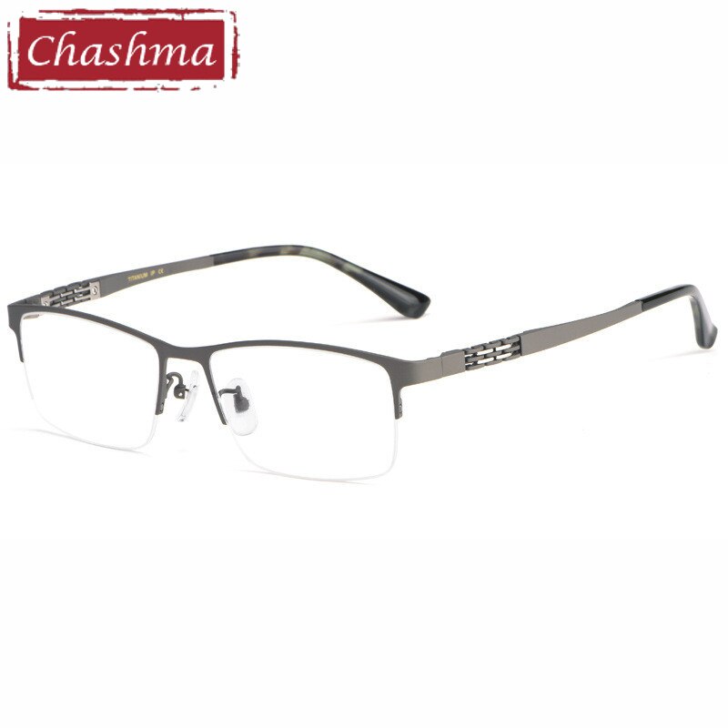 Chashma Ottica Men's Oversized Semi Rim Square Titanium Eyeglasses 0099 Semi Rim Chashma Ottica Gray  