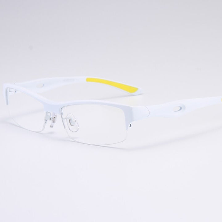 Bclear Men's Semi Rim Rectangle Tr 90 Sport Eyeglasses My1077 Semi Rim Bclear White yellow  