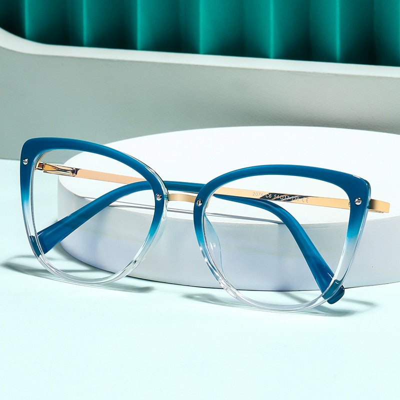 Gmei Women's Full Rim TR 90 Metal Cat Eye Frame Eyeglasses 2076 Full Rim Gmei Optical   
