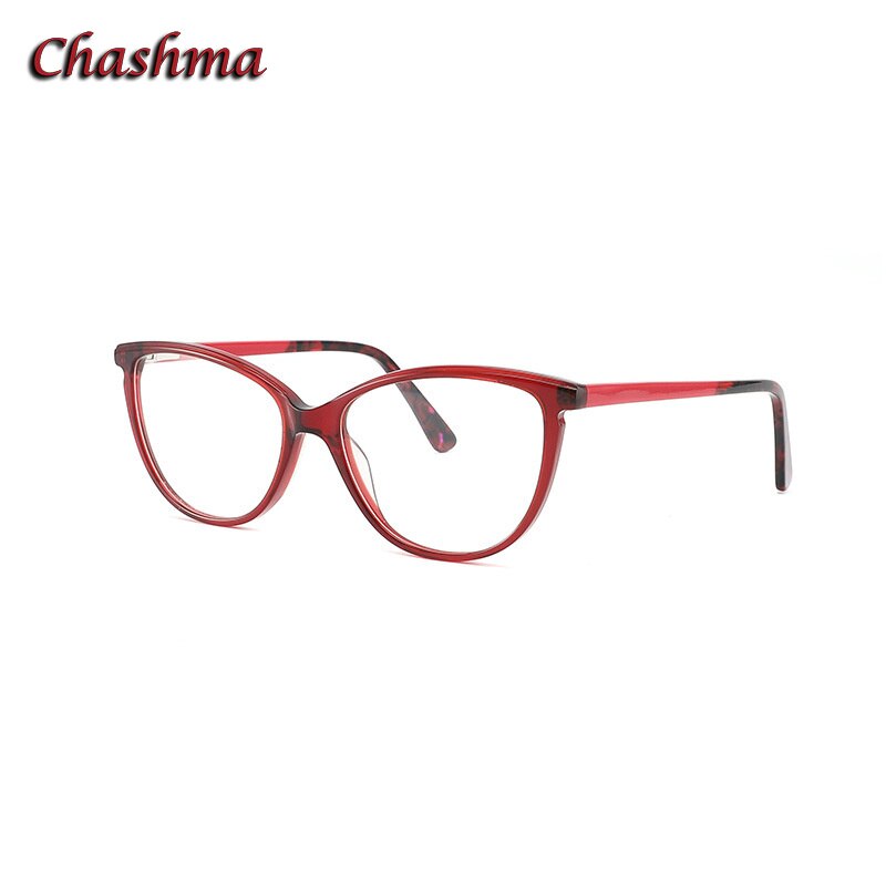 Chashma Ochki Women's Full Rim Square Cat Eye Acetate Eyeglasses 9014 Full Rim Chashma Ochki Red  