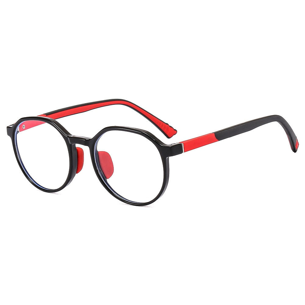 CCSpace Unisex Youth Full Rim Round Silicone Eyeglasses 54669 Full Rim CCspace Black red China 