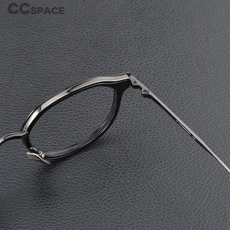 CCSpace Unisex Full Rim Square Cat Eye Acetate Titanium Eyeglasses 55740 Full Rim CCspace   