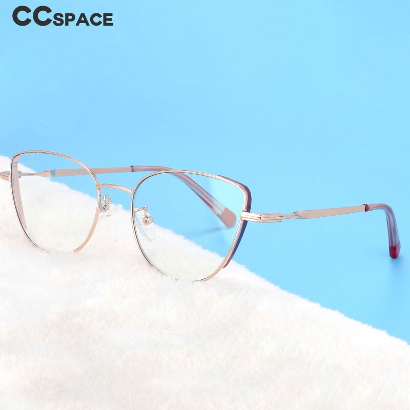 CCSpace Women's Full Rim Cat Eye Alloy Frame Eyeglasses 54275 Full Rim CCspace   