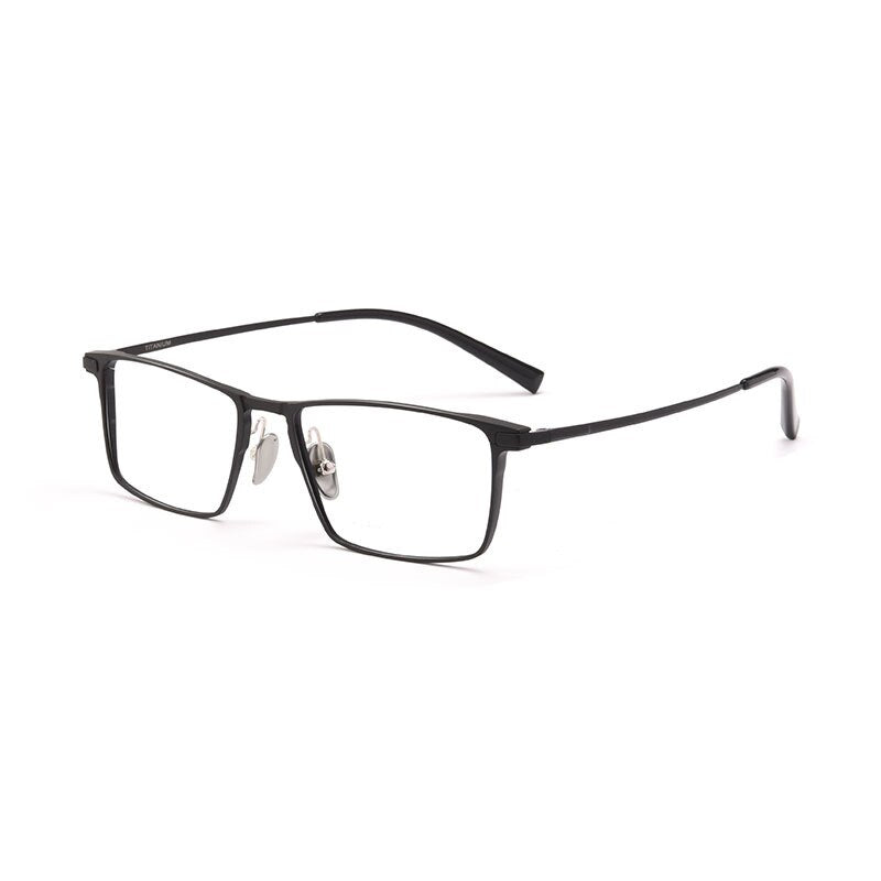 Gmei Men's Full Rim Square Titanium Eyeglasses L5077M Full Rim Gmei Optical Black  