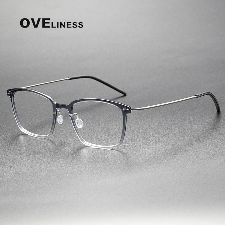 Oveliness Unisex Full Rim Round Screwless Titanium Eyeglasses 6536 Full Rim Oveliness gradient grey  