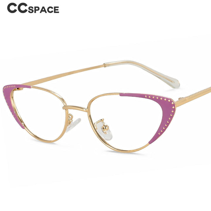 CCspace Unisex Full Rim Oval Cat Eye Acetate Alloy Eyeglasses 55413 Full Rim CCspace   