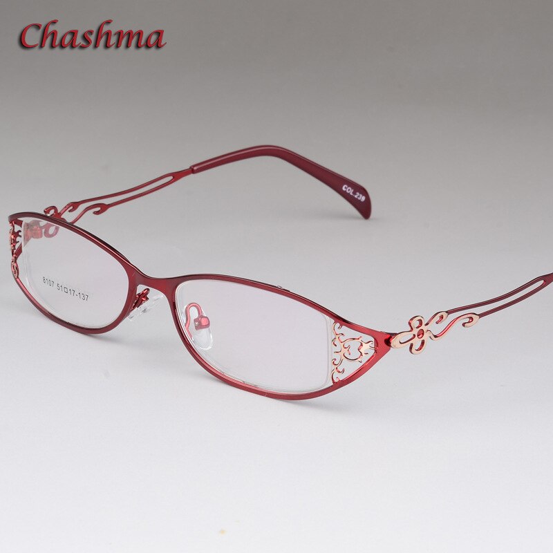 Chashma Women's Full Rim Cat Eye Stainless Steel Frame Eyeglasses 8107 Full Rim Chashma Red  