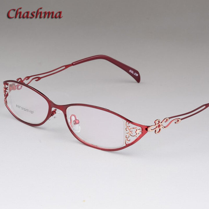 Chashma Women's Full Rim Cat Eye Stainless Steel Frame Eyeglasses 8107 Full Rim Chashma Red  