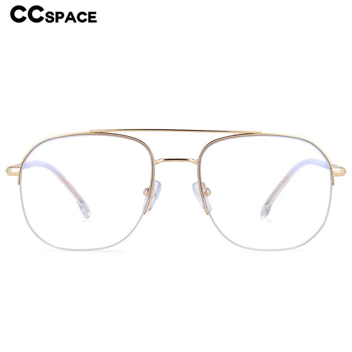 CCSpace Women's Semi Rim Round Square Alloy Double Bridge Frame Eyeglasses 54342 Semi Rim CCspace   