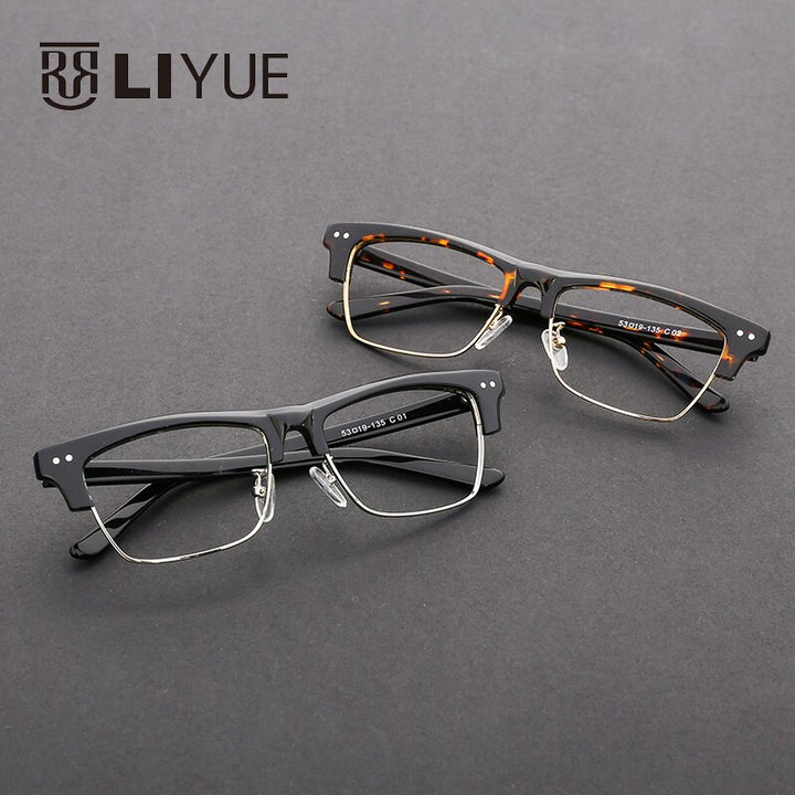 Oveliness Unisex Full Rim Square Acetate Alloy Eyeglasses Full Rim Oveliness   