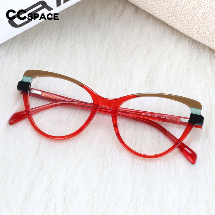 CCSpace Women's Full Rim Handcrafted Cat Eye Acetate Eyeglasses 55269 Full Rim CCspace   