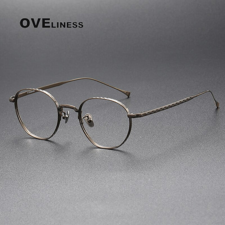 Oveliness Unisex Full Rim Round Titanium Eyeglasses 163 Full Rim Oveliness bronze  