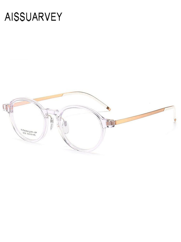 Aissuarvey Unisex Full Rim Small Round Titanium Acetate Frame Eyeglasses 8185 Full Rim Aissuarvey Eyeglasses   