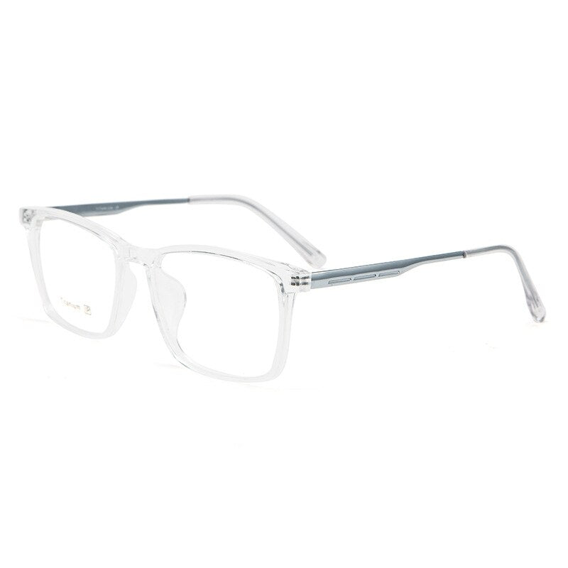 Yimaruili Men's Full Rim Square Acetate Titanium Eyeglasses 2502Ti Full Rim Yimaruili Eyeglasses Transparent  