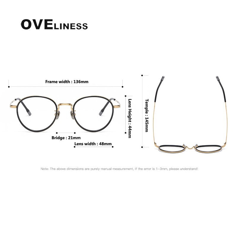 Oveliness Unisex Full Rim Round Titanium Eyeglasses 8507 Full Rim Oveliness   