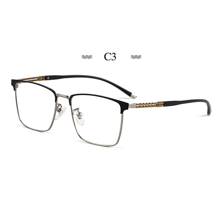 Hotochki Men's Full Rim Square Tr 90 Titanium Frame Eyeglasses T8611t Full Rim Hotochki C3  