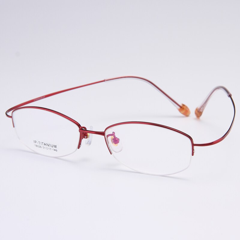 Bclear Women's Semi Rim Titanium Oval Eyeglasses Sc18026 Semi Rim Bclear Red  