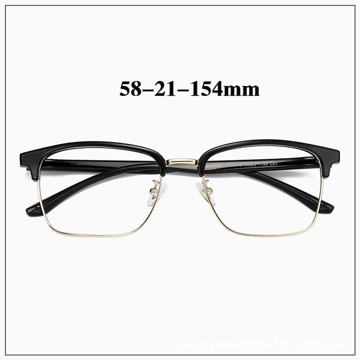 Cubojue Unisex Full Rim Oversized Wide Square Acetate Alloy Frame Eyeglasses 3513 Full Rim Cubojue black gold  