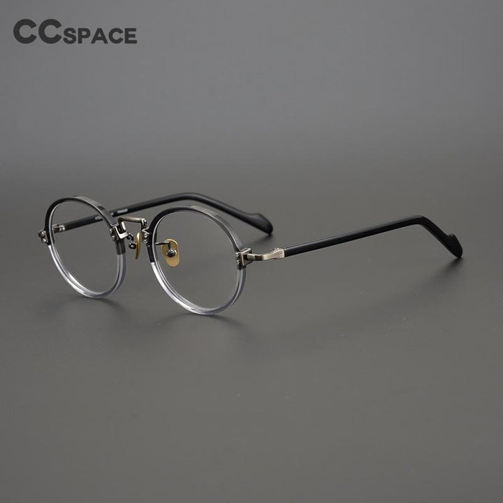 CCSpace Unisex Full Rim Round/Square Acetate Titanium Eyeglasses 53312 Full Rim CCspace   