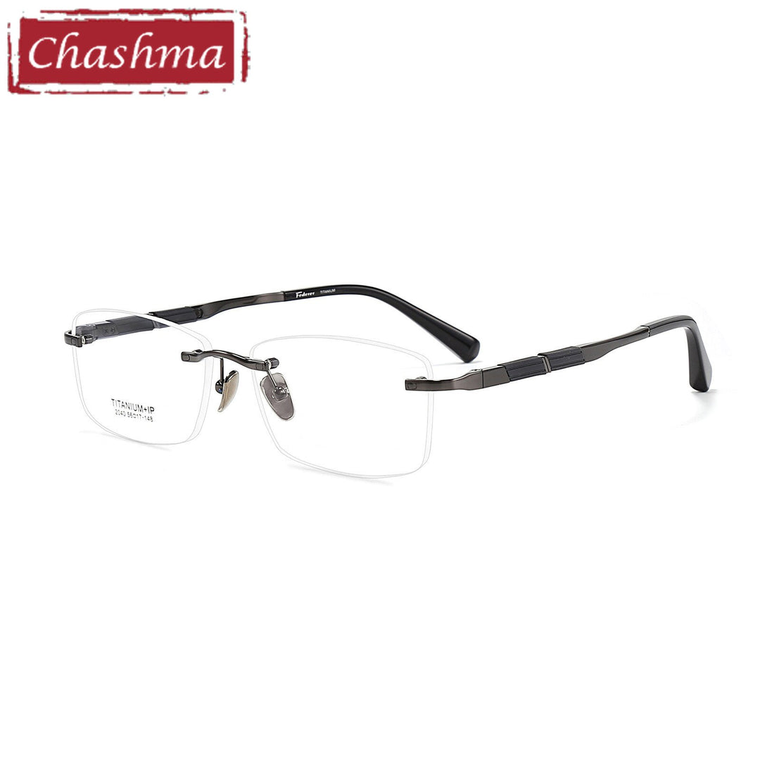 Chashma Ottica Men's Rimless Square Titanium Eyeglasses 2040 Rimless Chashma Ottica Gray  