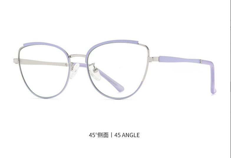 CCspace Women's Semi Rim Square Cat Eye Alloy Eyeglasses 55606 Semi Rim CCspace China Purple 
