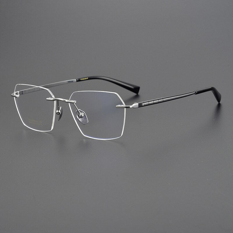 Bclear Unisex Rimless Square Titanium Eyeglasses Mys91101 Rimless Bclear Black silver  