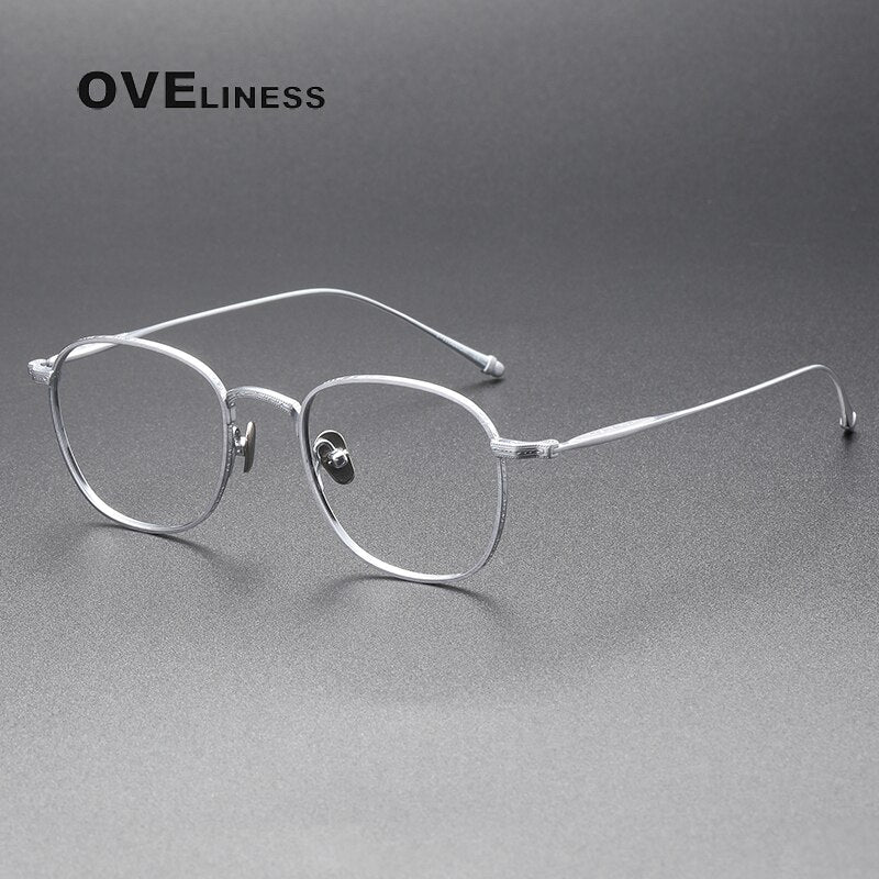 Oveliness Unisex Full Rim Round Square Titanium Eyeglasses M3090 Full Rim Oveliness silver  