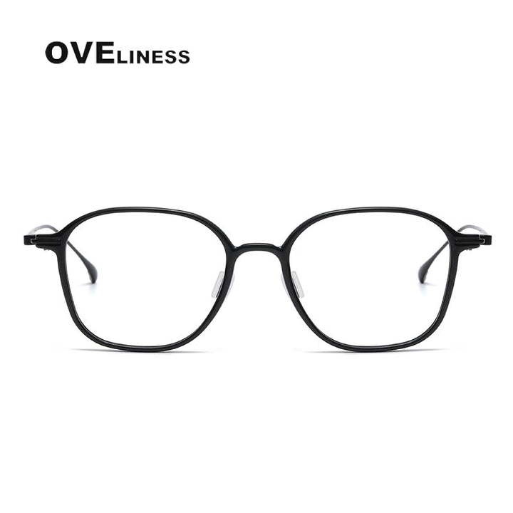 Oveliness Unisex Full Rim Square Acetate Titanium Eyeglasses 8641 Full Rim Oveliness   