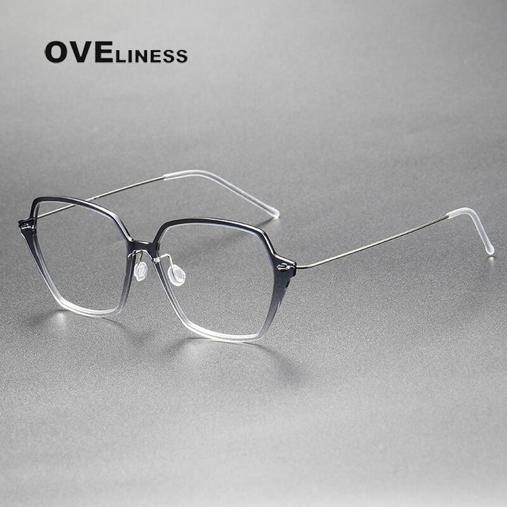 Oveliness Unisex Full Rim Irregular Oval Titanium Acetate Eyeglasses 6621 Full Rim Oveliness gradient gray  