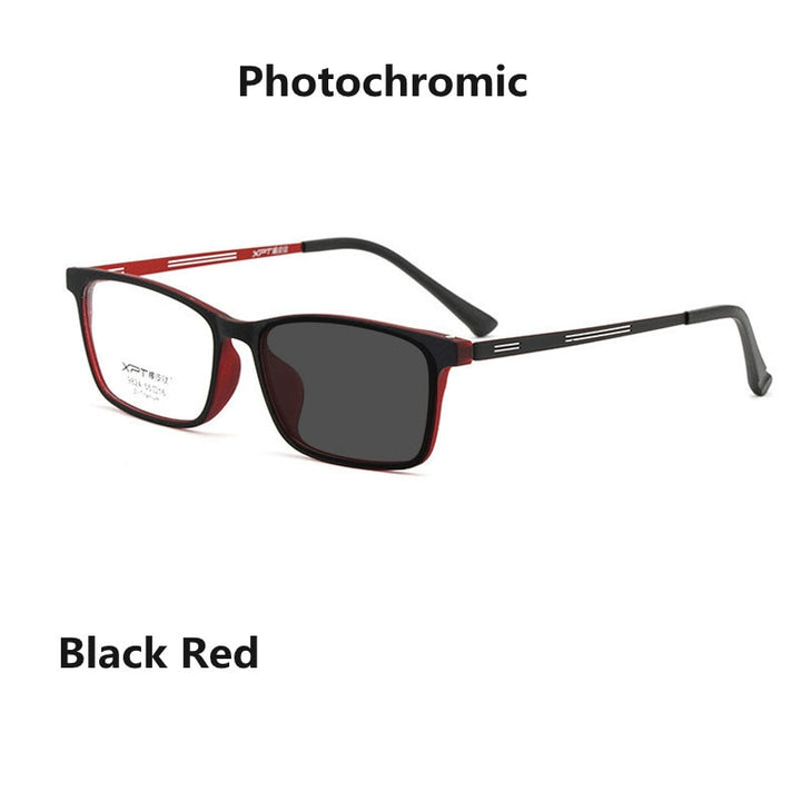 Handoer Unisex Full Rim Square Tr 90 Titanium Hyperopic Photochromic +350 To +600 Reading Glasses 9824 Reading Glasses Handoer +350 black red photo 