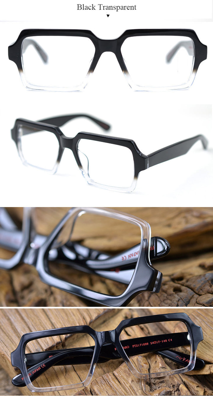 Hdcrafter Men's Full Rim Oversized Square Acetate Frame Eyeglasses Ft2171099 Full Rim Hdcrafter Eyeglasses   