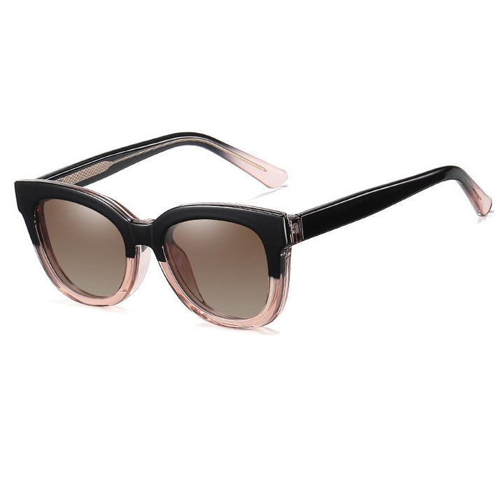 CCSpace Women's Full Rim Square Tr 90 Titanium Eyeglasses With Clip On Sunglasses 55109 Clip On Sunglasses CCspace BlackTea 55109 