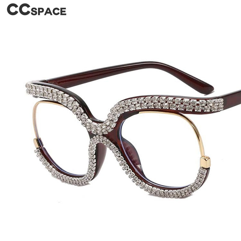 CCSpace Women's Full Rim Round Acetate Jeweled Frame Eyeglasses 54617 Full Rim CCspace   
