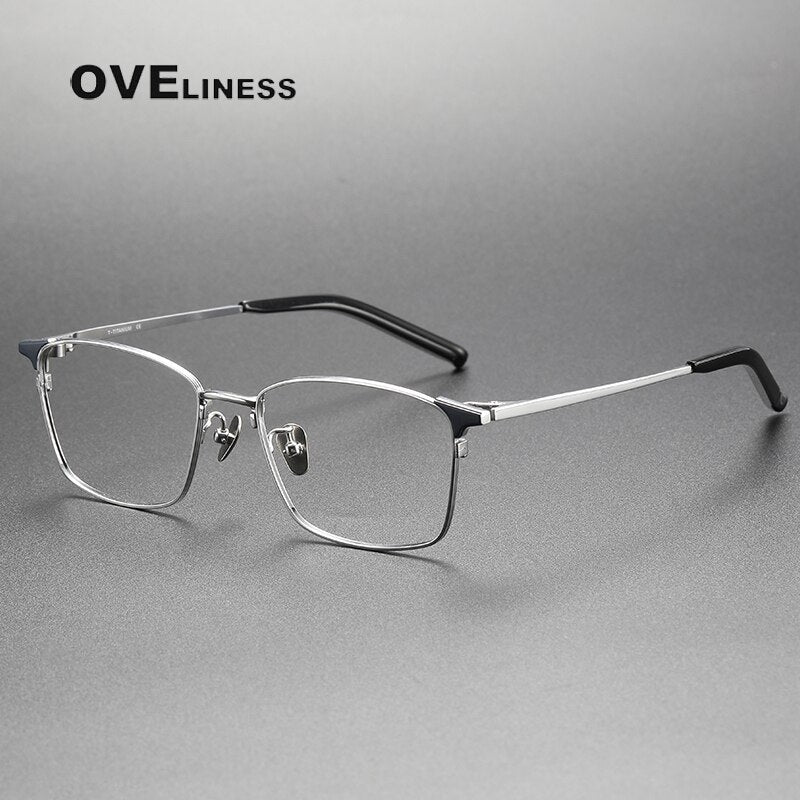 Oveliness Unisex Full Rim Square Titanium Eyeglasses 961 Full Rim Oveliness blue silver  