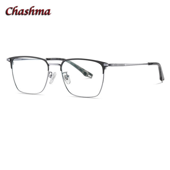 Chashma Ochki Men's Full Rim Square Acetate Titanium Eyeglasses 908 Full Rim Chashma Ochki Black Silver  