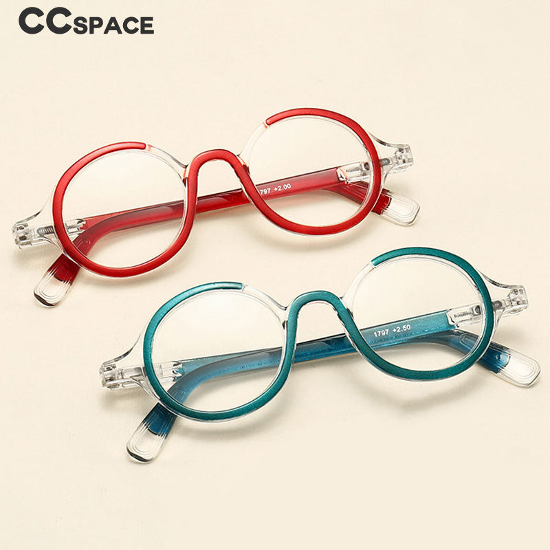 CCSpace Women's Full Rim Round Acetate Hyperopic Reading Glasses 55299 Reading Glasses CCspace   