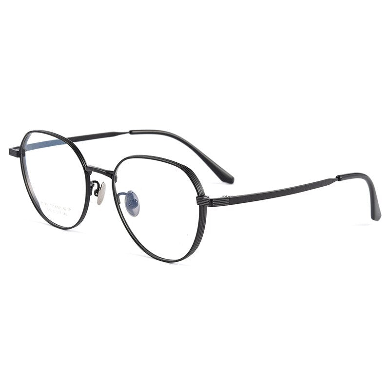 Handoer Men's Full Rim Round Square Titanium Eyeglasses 2050tsf Full Rim Handoer black  