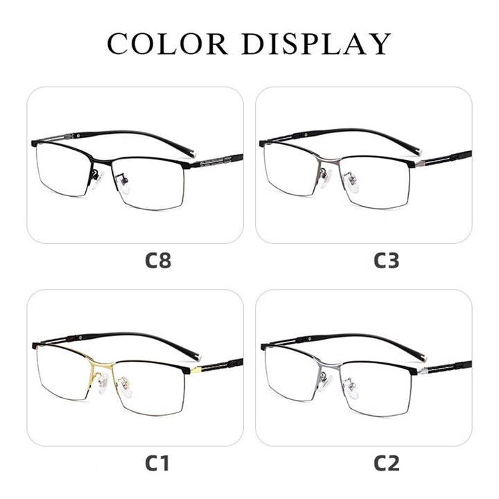 Hotochki Men's Full Rim Square Tr 90 Titanium Frame Eyeglasses T8605t Full Rim Hotochki   