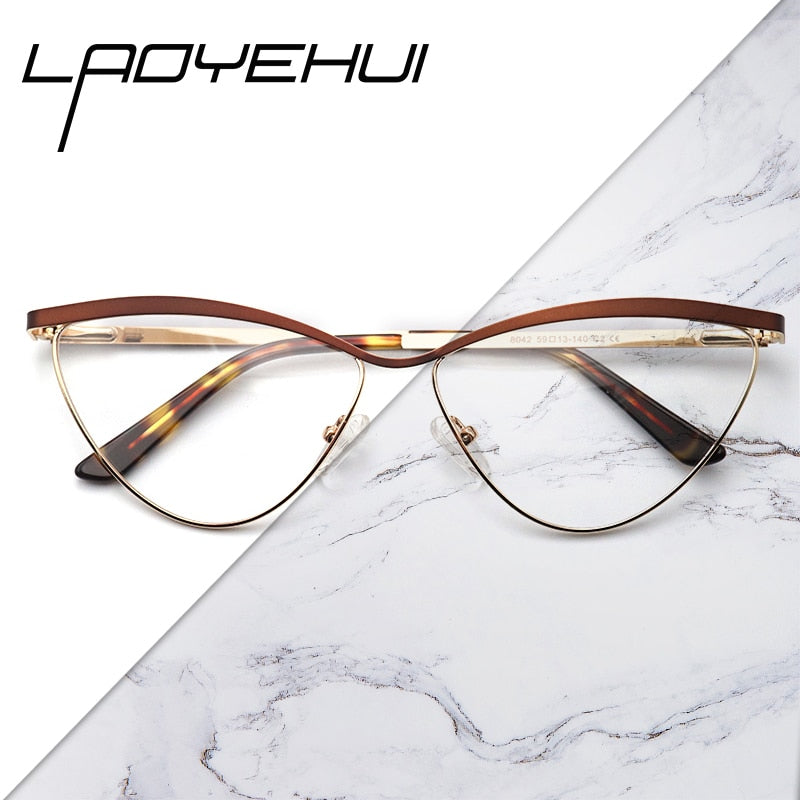 Laoyehui Women's Full Rim Cat Eye Alloy Hyperopic Reading Glasses 80421 Reading Glasses Laoyehui   