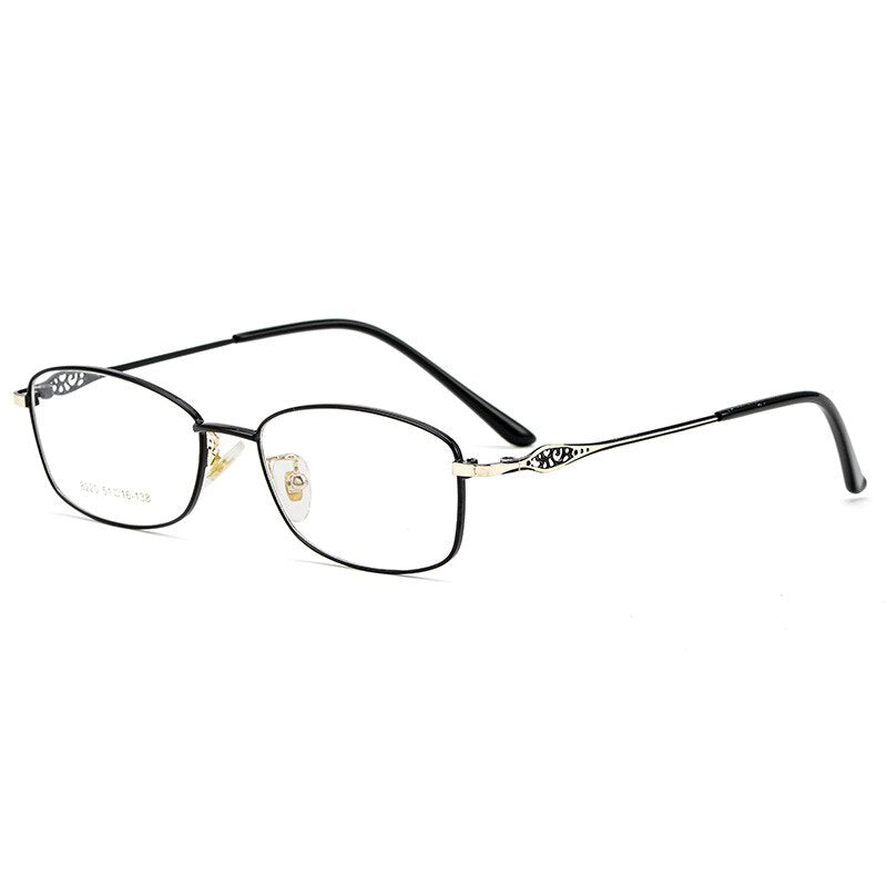 Gmei Women's Full Rim Square Alloy Eyeglasses 8220 Full Rim Gmei Optical Black Gold C17  